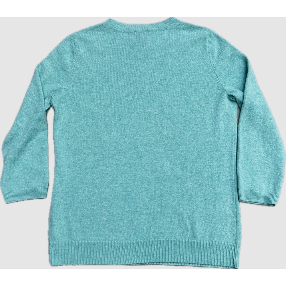Talbots Pure Cashmere Crewneck Sweater Aqua Turquoise 3/4 Sleeve Womens Medium - Picture 3 of 11